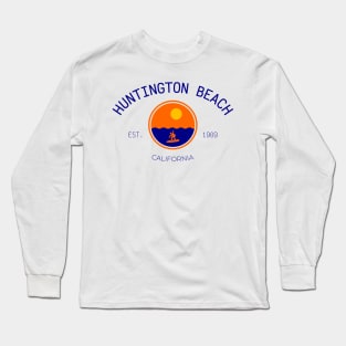 Huntington Beach Surf City Ocean Sunset Print Long Sleeve T-Shirt